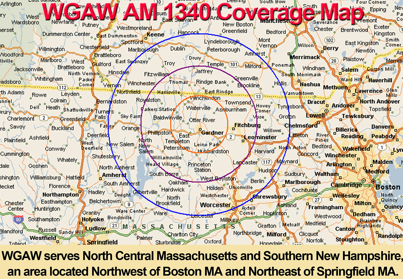 WGAW Coverage Map zoomed out