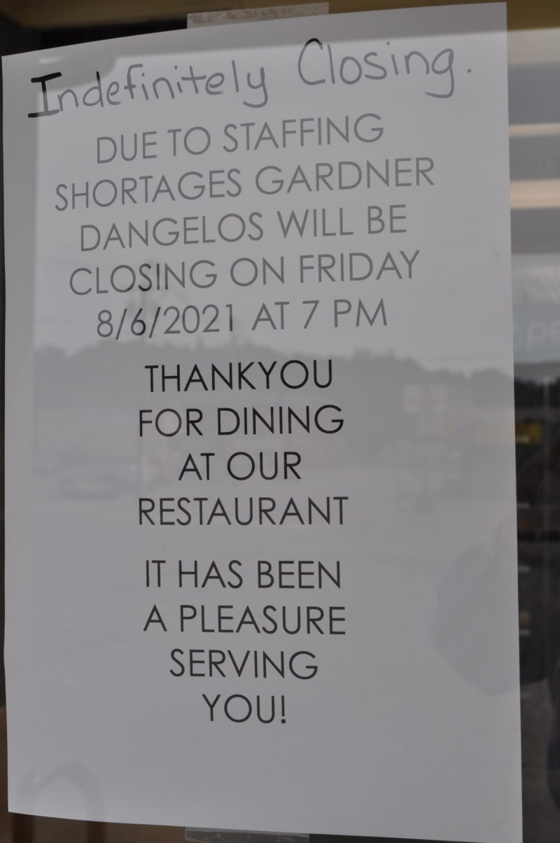 Gardner, MA - August 8, 2021 - WGAW1340.com - D'angelo Grilled Sandwiches, 43 Union Squre, Gardner, MA has shut its doors. As part of the Papa Gino food chain, the sandwich shop in Gardner, MA has closed "due to staffing shortages." The Gardner, MA location officially closed Friday night, August 6, 2021 at 7 PM.